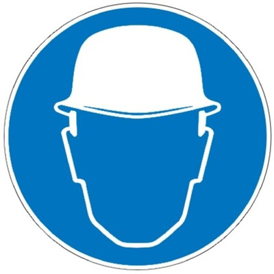 Brady PET Mandatory Head Protection Sign With Pictogram Only Text