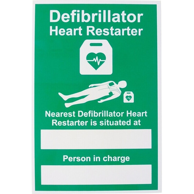 RS PRO Rigid Plastic AED Sign, H200 mm W300mm
