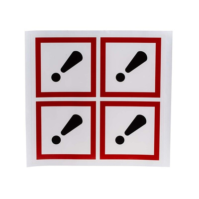 RS PRO White Gloss Polymeric Vinyl Safety Labels, GHS Irritant-Text 100 mm x 100mm