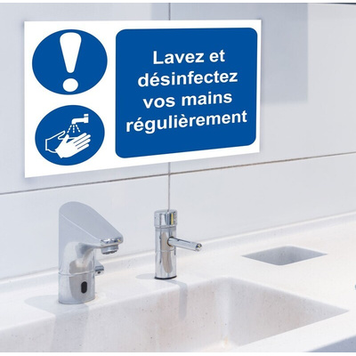 RS PRO PVC Mandatory Hygiene Sign With French Text, 300 x 200mm