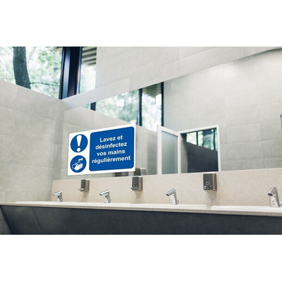RS PRO PVC Mandatory Hygiene Sign With French Text, 300 x 200mm