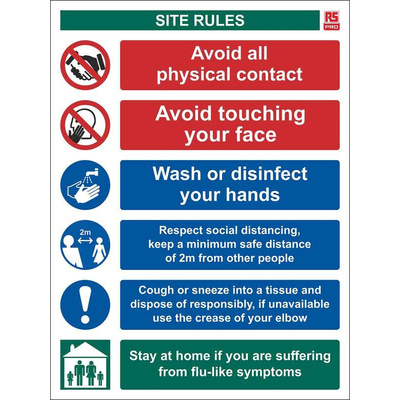 RS PRO PVC Social Distancing Site Safety Sign With English Text, 400 x 300mm