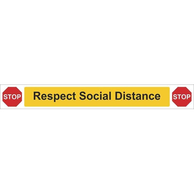 RS PRO Vinyl Mandatory Social Distance Sign With English Text, 800 x 100mm