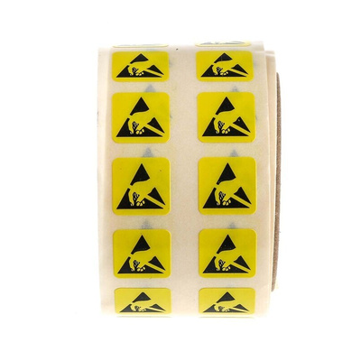 RS PRO Yellow Paper ESD Label 12 mm x 12mm