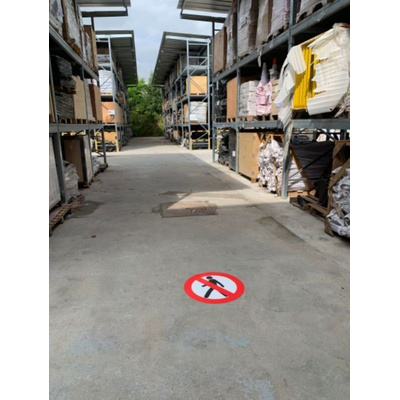 PVC No Pedestrians Prohibition Floor Sticker, Ø 500mm