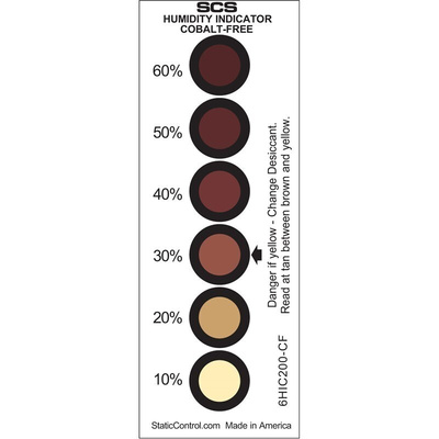 SCS Sliver, Yellow Safety Labels, Humidity Indicator-Text 102 mm x 26mm
