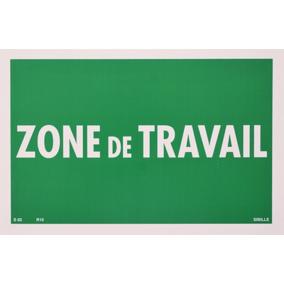 Penta Plastic Green Safe Conditions Sign, Zone de Travail, French