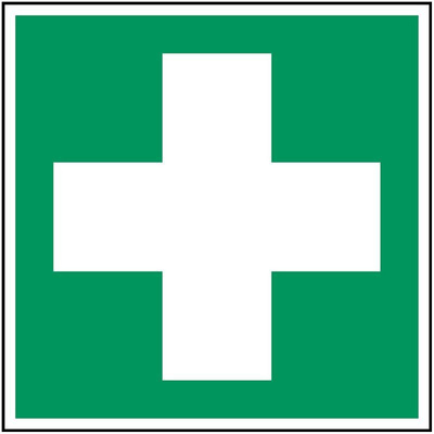 Brady Polyester Green, White First Aid Sign, H200 mm W200mm