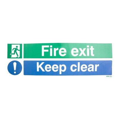 Vinyl Fire Safety Label, Fire exit Keep clear With English Text Self-Adhesive