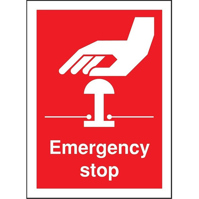 RS PRO Vinyl Red Safe Conditions Label, Emergency Stop, English