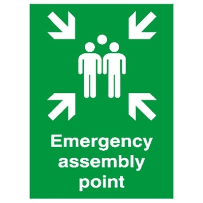 Plastic Fire Safety Sign, Emergency assembly point With English Text Self-Adhesive