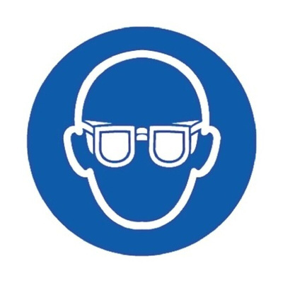 RS PRO Vinyl Mandatory Eye Protection Sign With Pictogram Only Text, 150 x 150mm