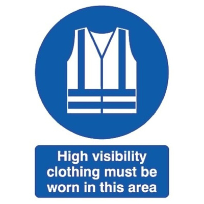 RS PRO PP Rigid Plastic Mandatory High Visibility Clothing Sign With English Text