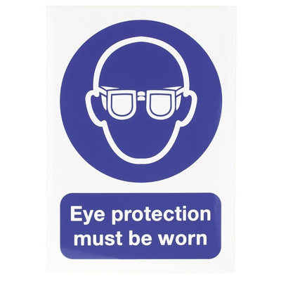 RS PRO Vinyl Mandatory Eye Protection Sign With English Text