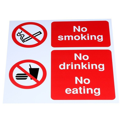 PP No Smoking Drinking or Eating Prohibition Sign, No smoking - No drinking - No eating, English