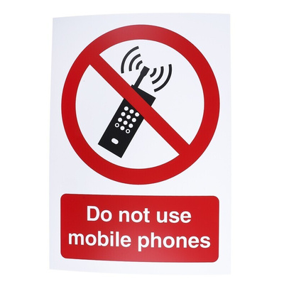 PP Rigid Plastic No Mobiles Prohibition Sign, Do Not Use Mobile Phones, English