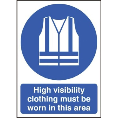 RS PRO PP Rigid Plastic Mandatory High Visibility Clothing Sign With English Text