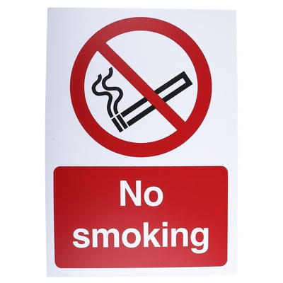 PP Rigid Plastic No Smoking Prohibition Sign, No Smoking, English
