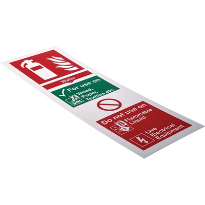 Plastic Fire Safety Sign, Materials extinguisher can be used on With English Text