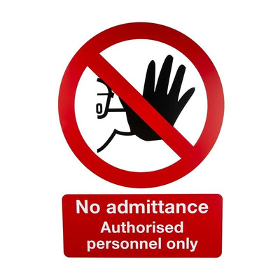 PP Rigid Plastic No Unauthorised Access Prohibition Sign, No Admittance-Sign, English