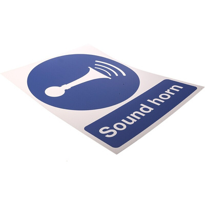 RS PRO PP Rigid Plastic Mandatory Sound Horn Sign With English Text
