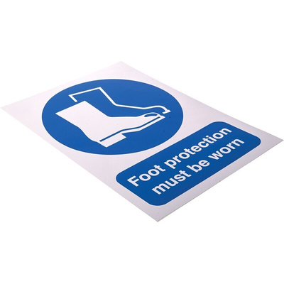 RS PRO Vinyl Mandatory Foot Protection Sign With English Text