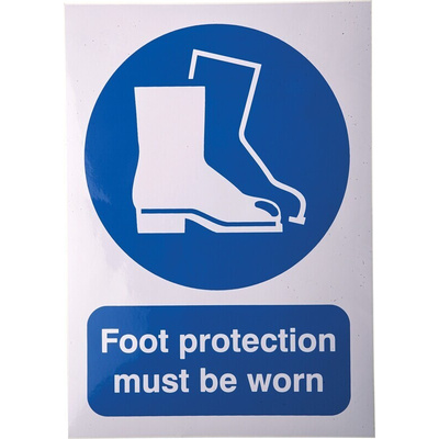 RS PRO Vinyl Mandatory Foot Protection Sign With English Text