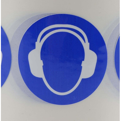 RS PRO Vinyl Mandatory Wear Ear Protection Sign With Pictogram Only Text