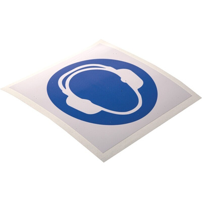 RS PRO Vinyl Mandatory Ear Protection Sign With Pictogram Only Text