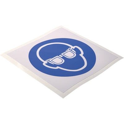 RS PRO Vinyl Mandatory Eye Protection Sign With Pictogram Only Text