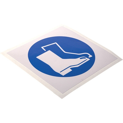 RS PRO Vinyl Mandatory Foot Protection Sign With Pictogram Only Text