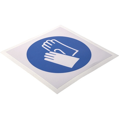 RS PRO Vinyl Mandatory Hand Protection Sign With Pictogram Only Text