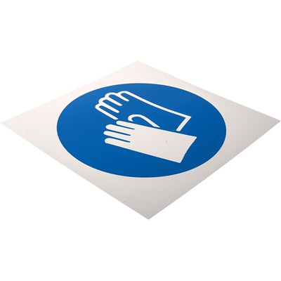 RS PRO Plastic Mandatory Hand Protection Sign With Pictogram Only Text