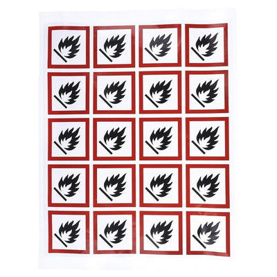 RS PRO Black, Red, White Gloss Polymeric Vinyl Safety Labels 40 mm x 40mm