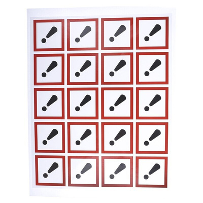 RS PRO Black, Red, White Gloss Polymeric Vinyl Safety Labels 40 mm x 40mm