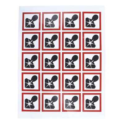 RS PRO Black, Red, White Gloss Polymeric Vinyl Safety Labels 40 mm x 40mm