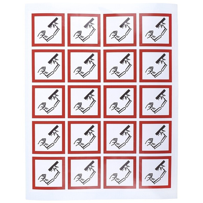 RS PRO Black, Red, White Gloss Polymeric Vinyl Safety Labels 40 mm x 40mm