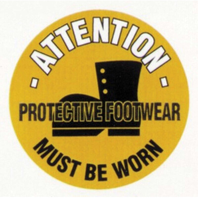 RS PRO PVC Mandatory PROTECTIVE FOOTWEAR MUST BE WORN Sign With English Text