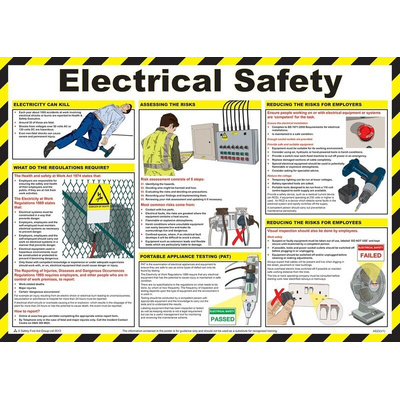 Electrical Safety Safety Guidance Safety Poster, Semi Rigid Laminate, English, 420 mm, 590mm