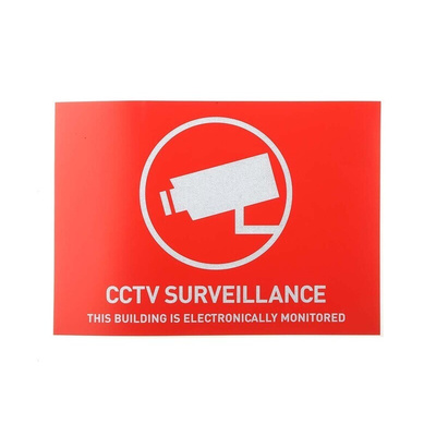 ABUS Security-Center Red/White CCTV Sticker, CCTV Surveillance-Text, English, CCTV, 105 mm x 148mm