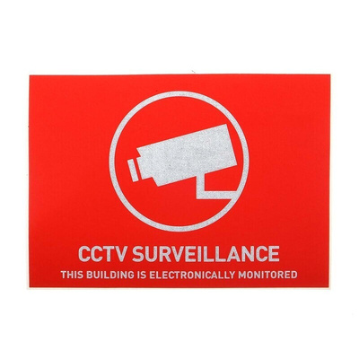 ABUS Security-Center Red/White Surveillance Sticker, CCTV Surveillance-Text, English, CCTV, 52.5 mm x 74mm
