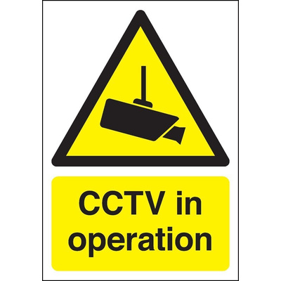 RS PRO Polypropylene Security Label, CCTV Sign, English, 210 mm x 148mm