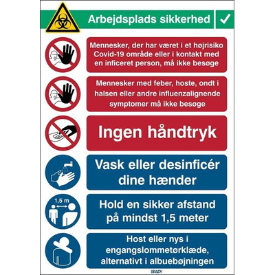 Safety Wall Chart, Polypropylene B-7527, Danish, 371 mm, 262mm