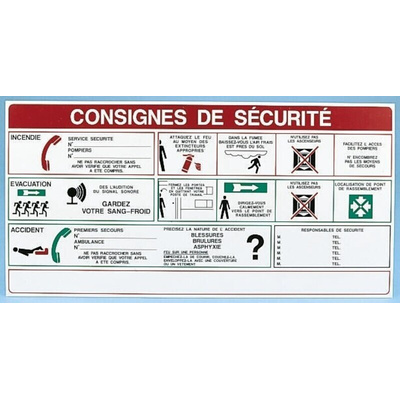 Safety Instructions Safety Poster, PP, French, 200 mm, 400mm