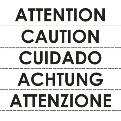 RS PRO Self-Adhesive General Hazard Hazard Warning Label (French/English/Spanish/German/Italian)