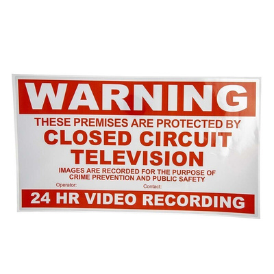 Sure24 Red Vinyl Security Sign, Warning Closed Circuit Television, English, CCTV, 297 mm x 210mm