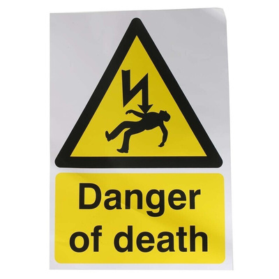 RS PRO Self-Adhesive General Hazard Hazard Warning Sign (English)