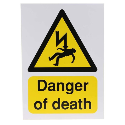 RS PRO Self-Adhesive General Hazard Hazard Warning Sign (English)