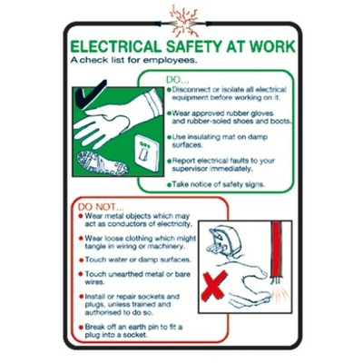Electrical Safety at Work Safety Wall Chart, PP, English, 600 mm, 420mm
