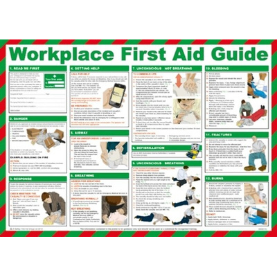 Workplace First Aid Guidance Safety Pocket guide, Semi Rigid Laminate, English, 420 mm, 590mm